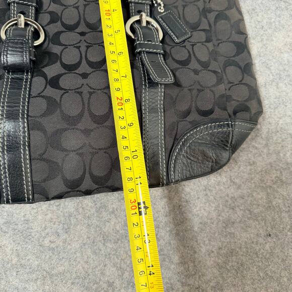 Coach Logo Black Shoulder Bag Purse w/Signature Leather Silver Hardware 15”x11” - Picture 16 of 16